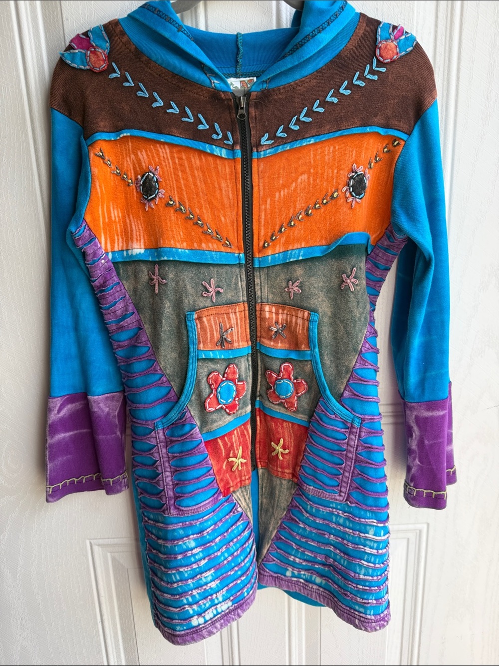 India Boutique Patchwork Boho Hippie Festival Coachella Embroidered Jacket S